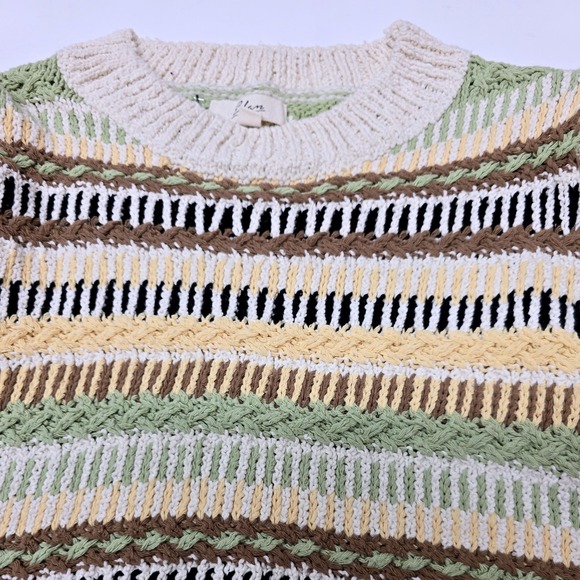 Elan Women's Striped Ruffle Sleeve Knit Sweater Top Size L - Picture 2 of 8